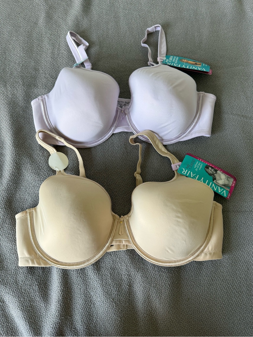 Vanity Fair Lingerie Body Caress Underwire Bra Duo 75335 Purple Tan Size 38D